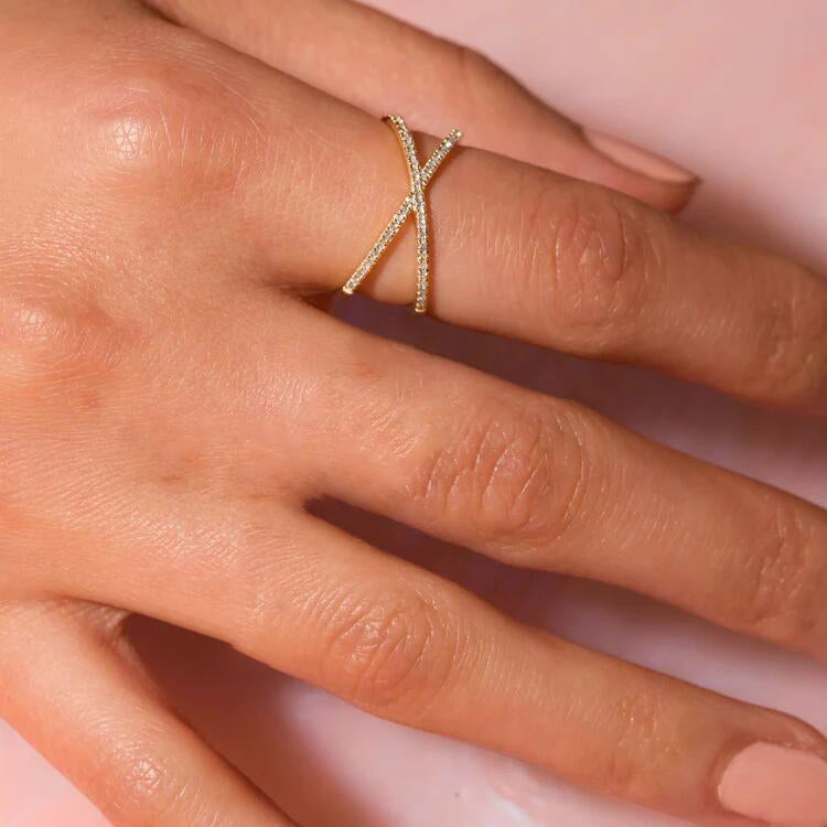 Nia Złoto Diament Cross Pierścionek