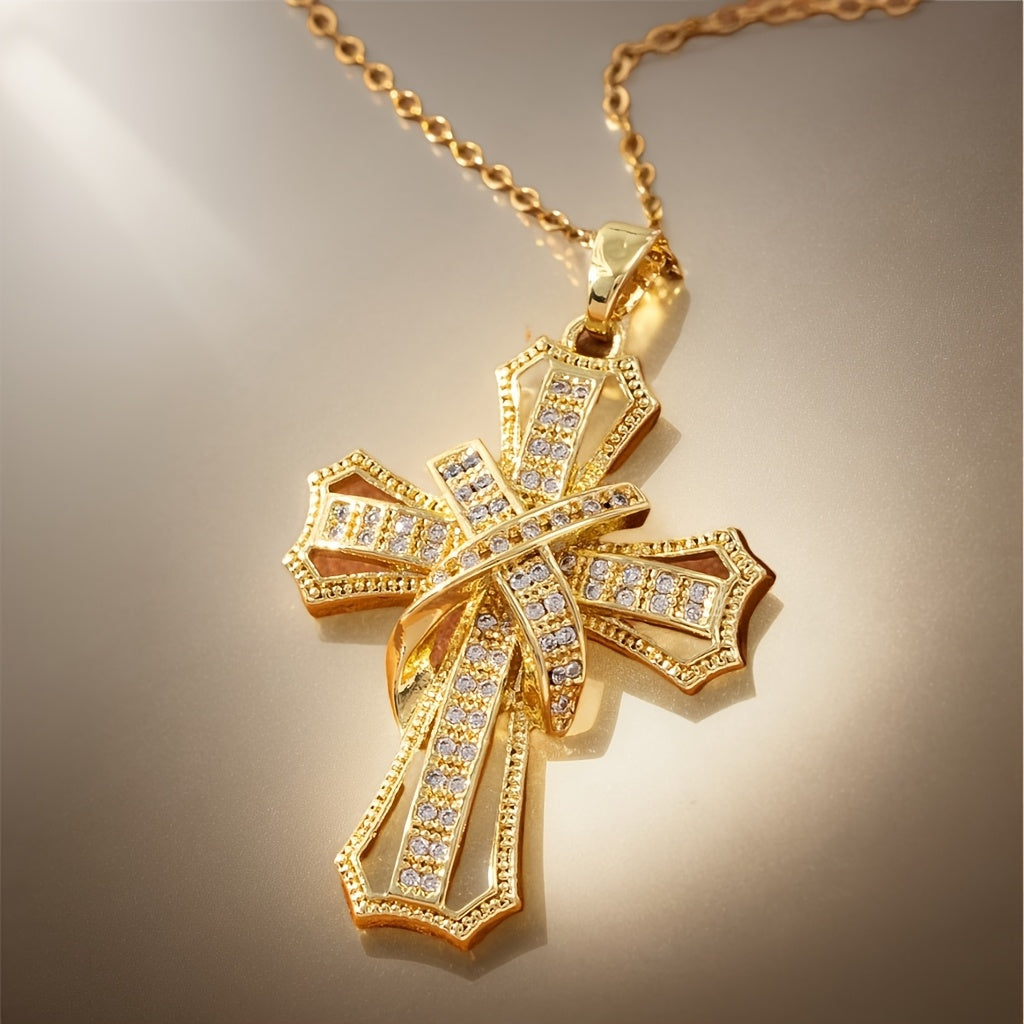 Radiant Cross Pendant Naszyjnik | Złoto