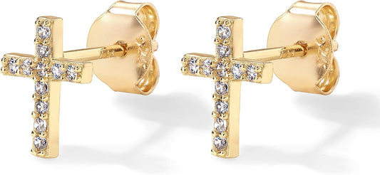 Paved Cross Studs | Złoto