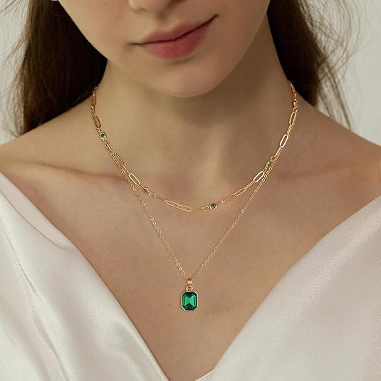 Szmaragd Clover Pendant Naszyjnik | Złoto