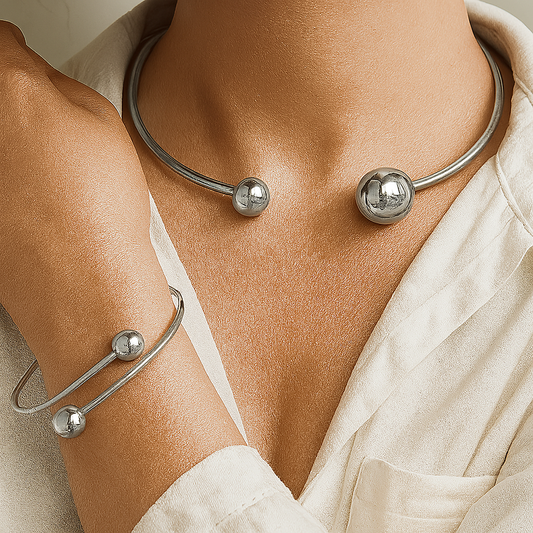 Minimalist Glow Collar & Cuff Zestaw Bransoletek | Złoto