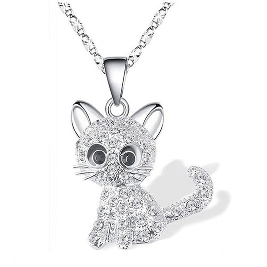 Srebro Baby Kittens and Coloured Zirconia Naszyjnik