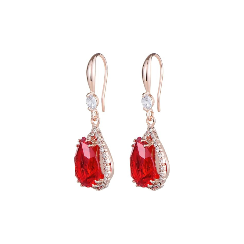 Rubin Teardrop Kolczyki | Rose Złoto