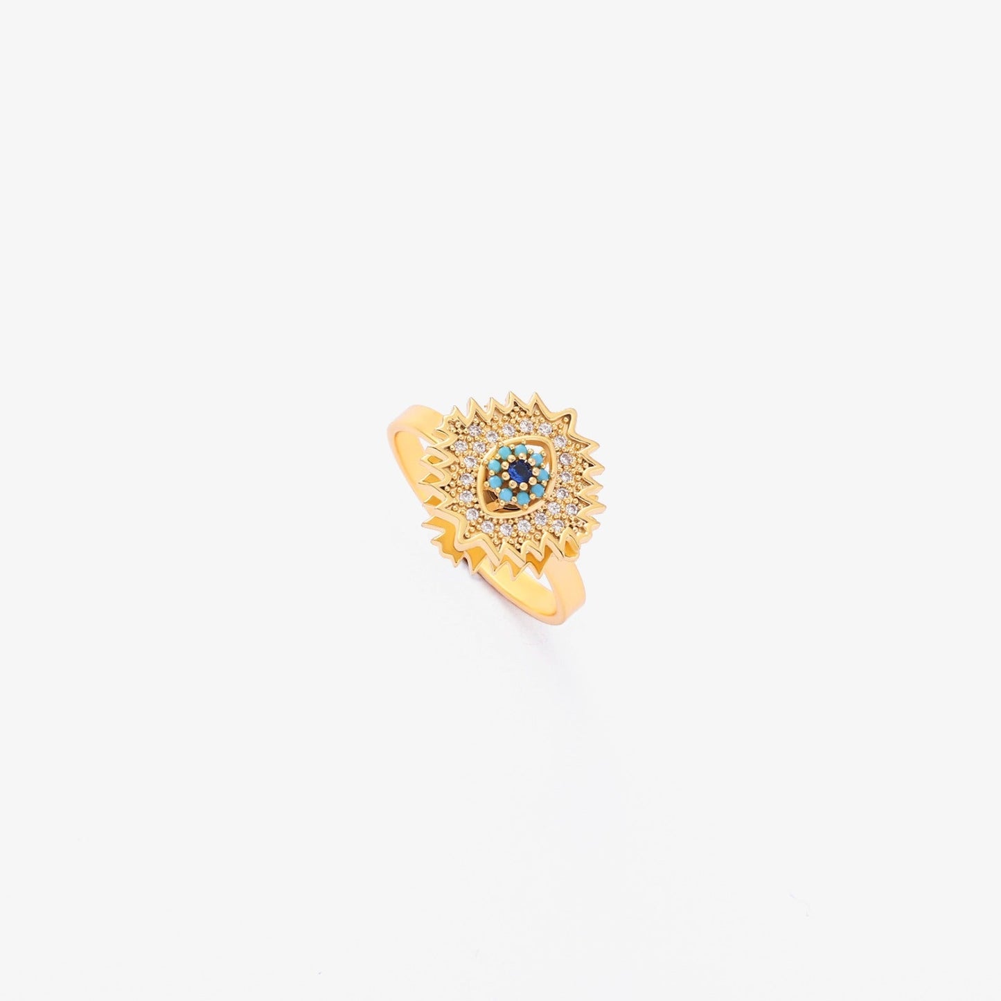 Szafir Sunburst Spinning Pierścionek | Złoto