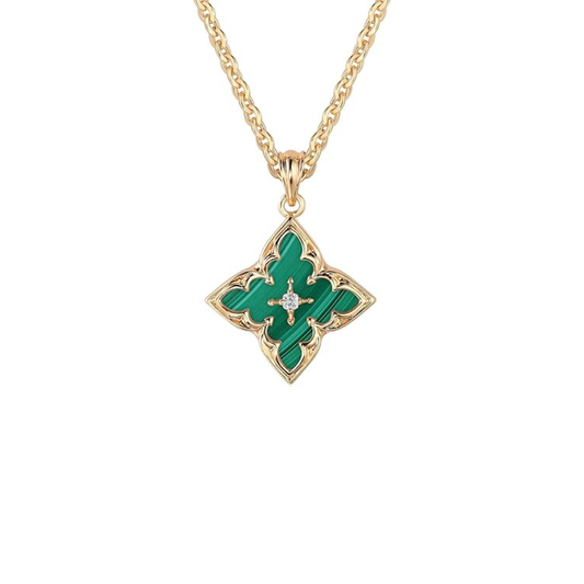 Szmaragd Clover Pendant Naszyjnik | Złoto
