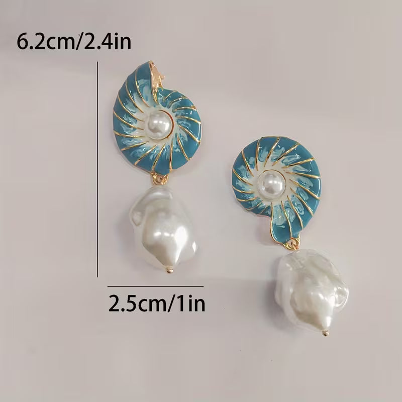 Seashell Kolczyki z Perłami