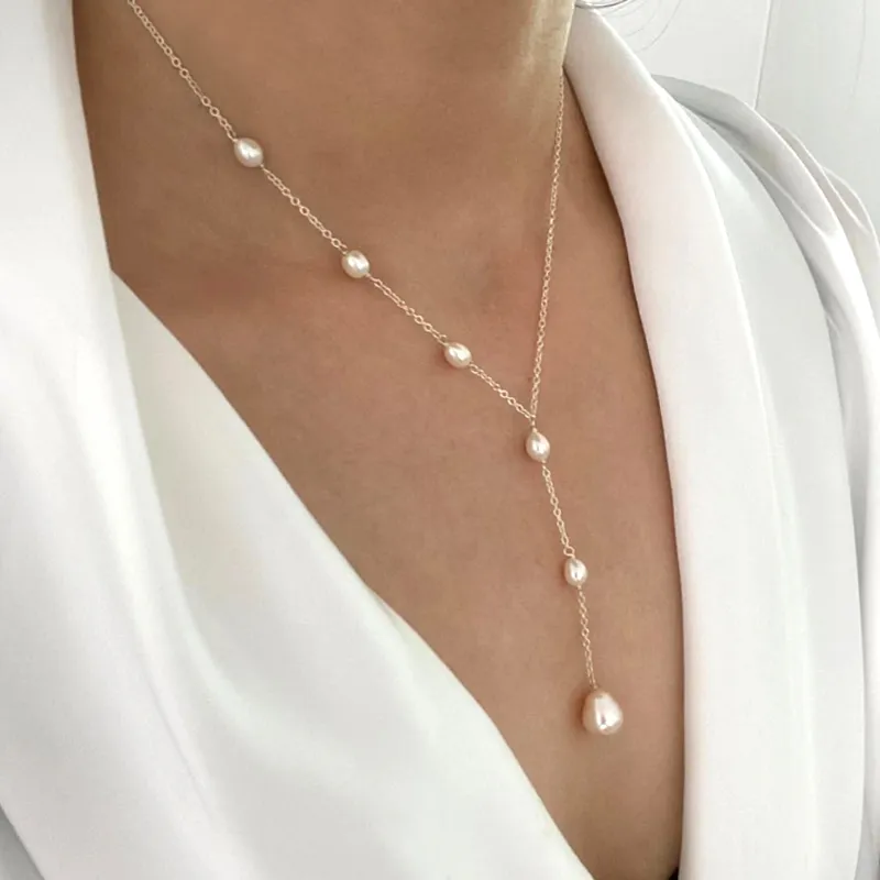 Cascading Perła Lariat Naszyjnik