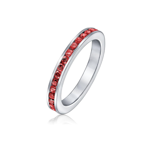 Rubin Eternity Band Pierścionek | Biały Złoto