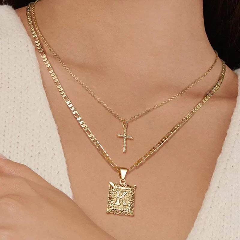 Cross Initial Zestaw Naszyjników | Złoto