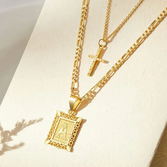 Cross Initial Zestaw Naszyjników | Złoto