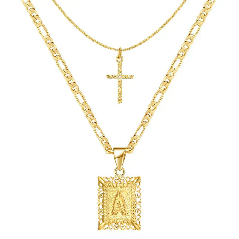 Cross Initial Zestaw Naszyjników | Złoto