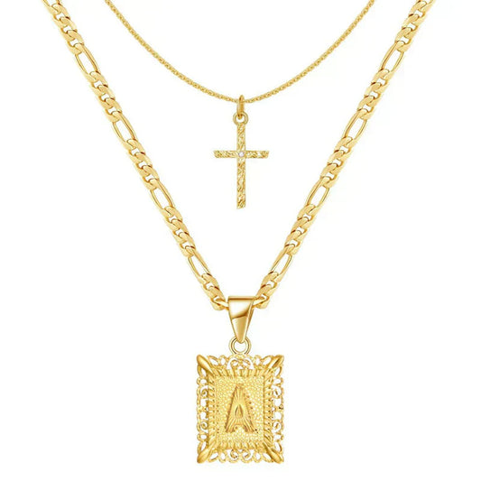 Cross Initial Zestaw Naszyjników | Złoto