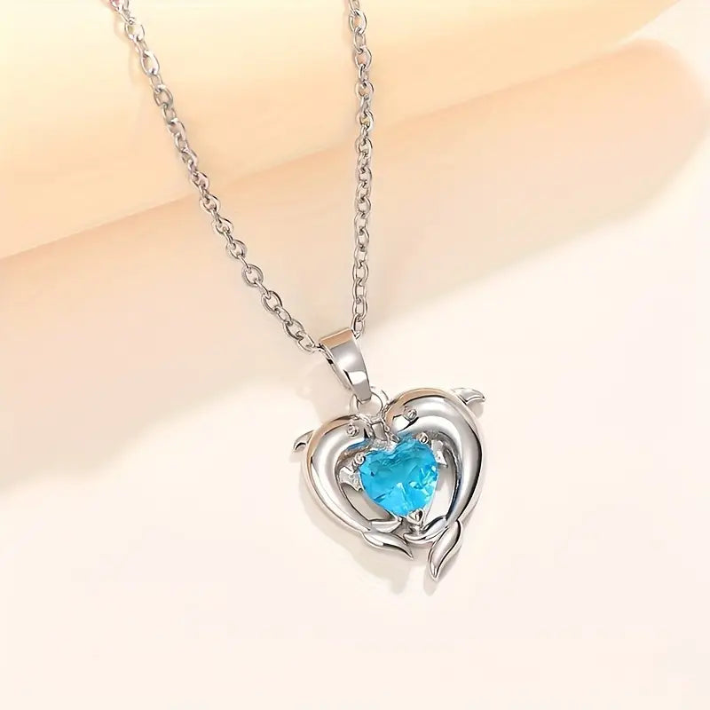 Oceanheart Twins Naszyjnik | Biały Złoto