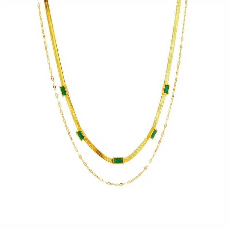 Sister Gem Double-Layer Retro Naszyjnik | Złoto