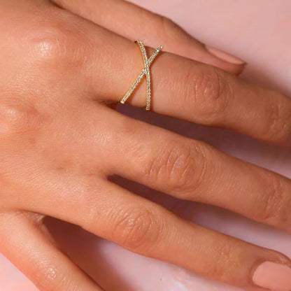Nia Złoto Diament Cross Pierścionek