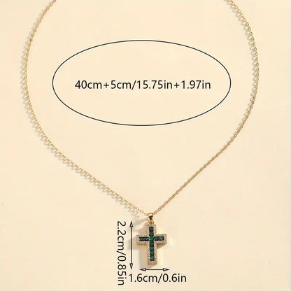 Solene Szmaragd Cross Pendant Naszyjnik | Złoto
