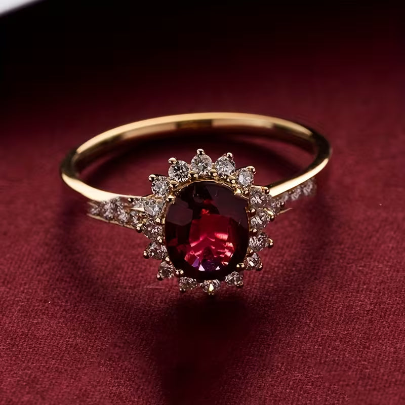 Empress Red Pierścionek | Złoto