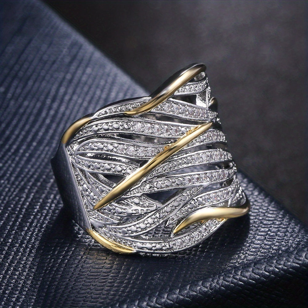 Srebro and Złoto Woven Band Pierścionek