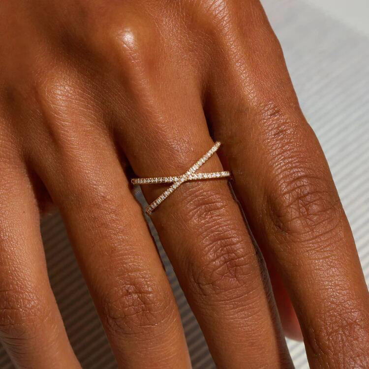 Nia Złoto Diament Cross Pierścionek