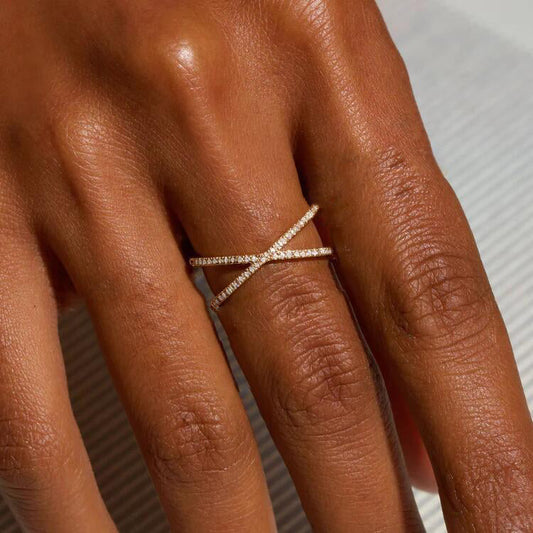 Nia Złoto Diament Cross Pierścionek