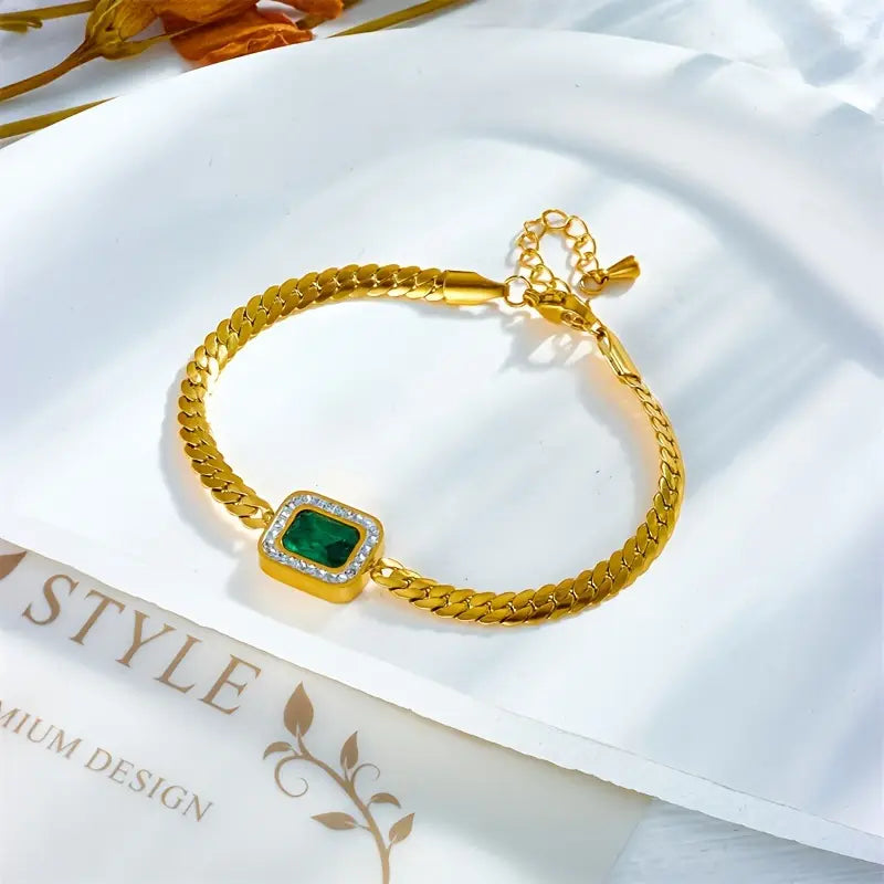 Złoto Szmaragd Chain Bransoletka