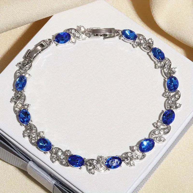 Srebro Szafir Floral Link Bransoletka
