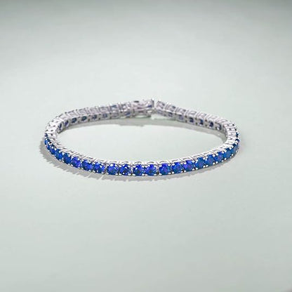 Szafir Bransoletka Tenisowa | Biały Złoto