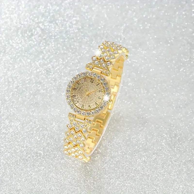 Luxe Radiance Złoto Watch & Zestaw Bransoletek | Złoto