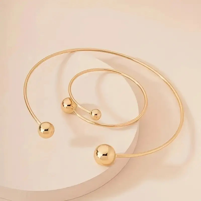 Minimalist Glow Collar & Cuff Zestaw Bransoletek | Złoto