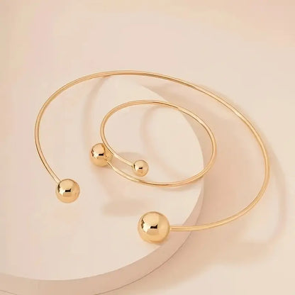 Minimalist Glow Collar & Cuff Zestaw Bransoletek | Złoto