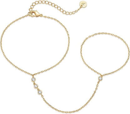 Beaded Handchain Bransoletka | Złoto