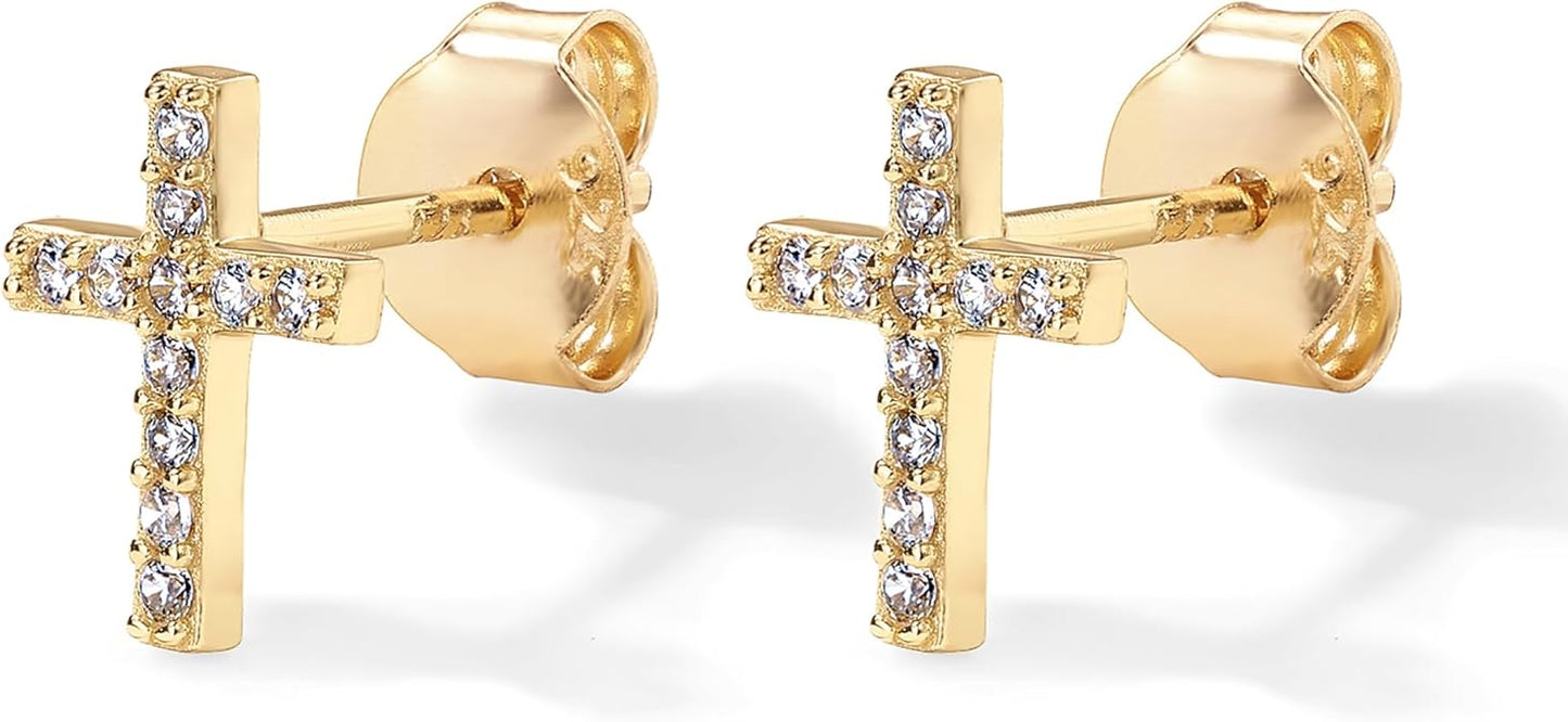 Paved Cross Studs | Złoto