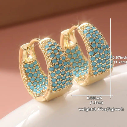 Golden-Tone Turkus Beaded Kolczyki Kółka | Złoto