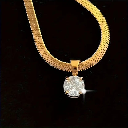Elegant Rhinestone Pendant Naszyjnik | Złoto