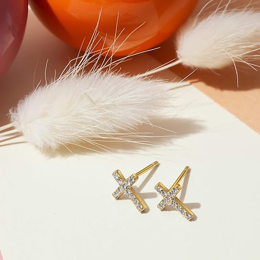 Paved Cross Studs | Złoto