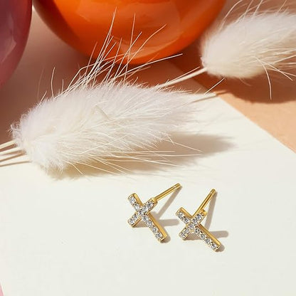 Paved Cross Studs | Złoto