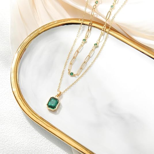 Szmaragd Clover Pendant Naszyjnik | Złoto