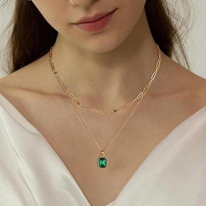 Szmaragd Clover Pendant Naszyjnik | Złoto