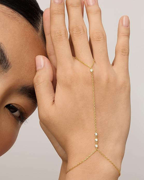 Beaded Handchain Bransoletka | Złoto