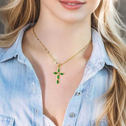 Szmaragd Cross Naszyjnik | Złoto
