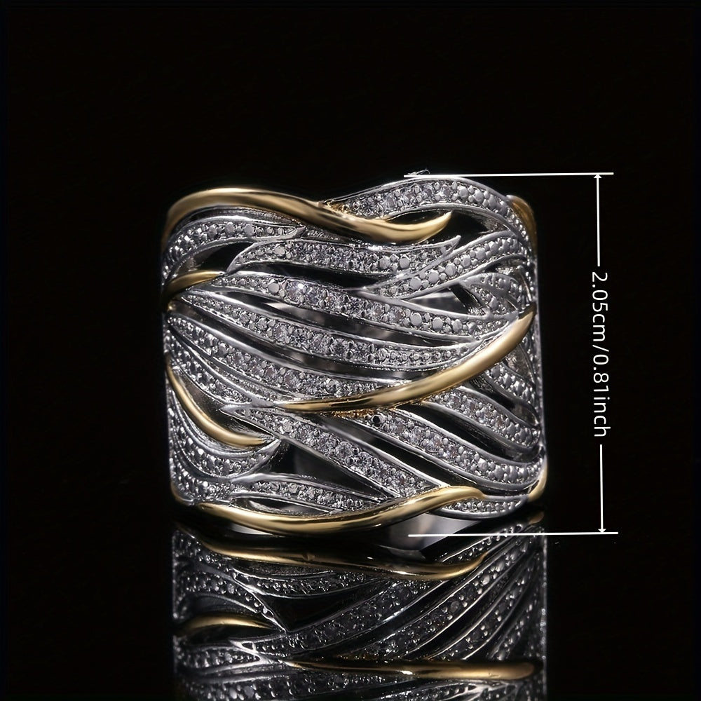 Srebro and Złoto Woven Band Pierścionek