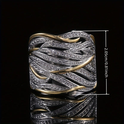 Srebro and Złoto Woven Band Pierścionek