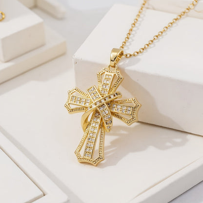 Radiant Cross Pendant Naszyjnik | Złoto