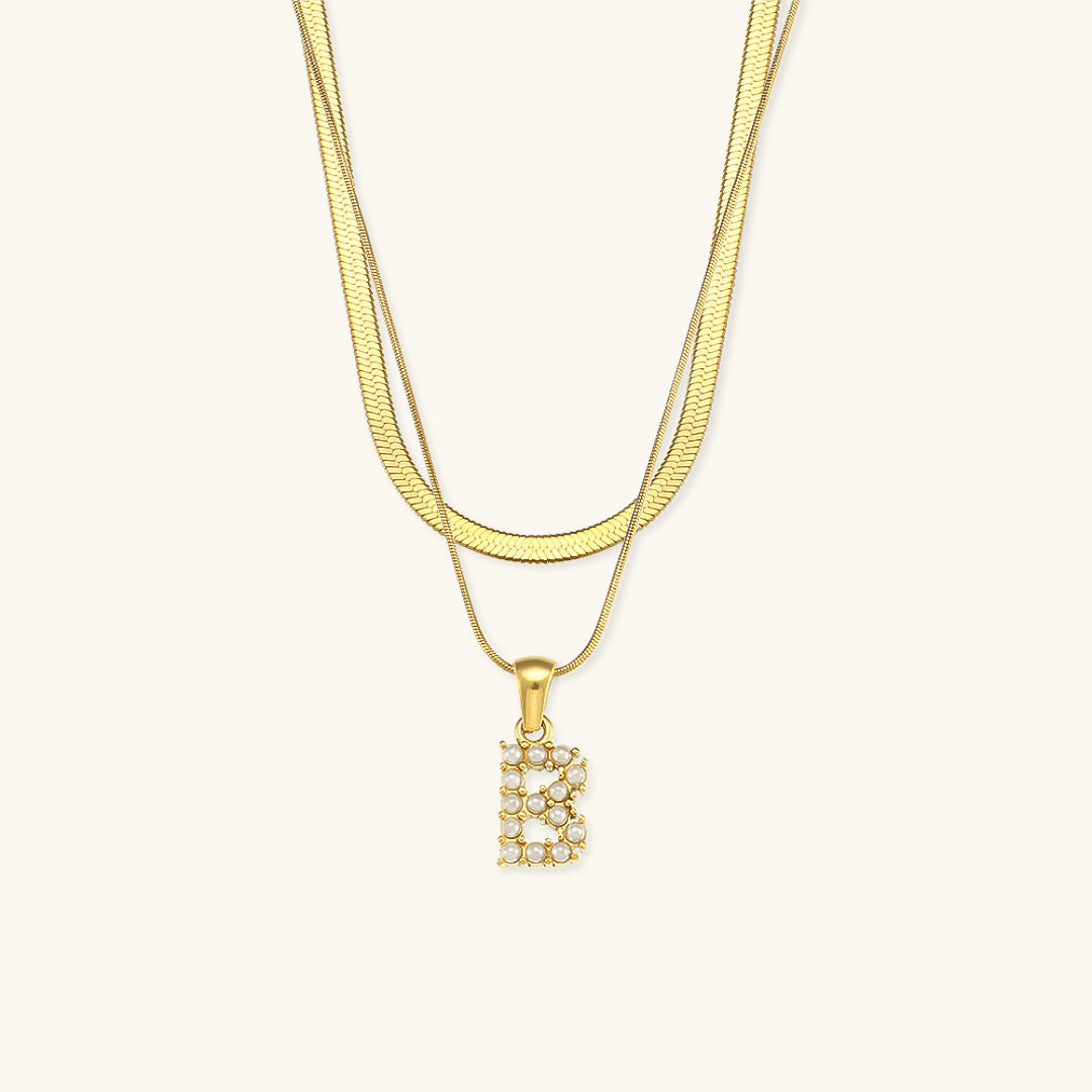 Fiona Layered Złoto Initial Letter Naszyjnik