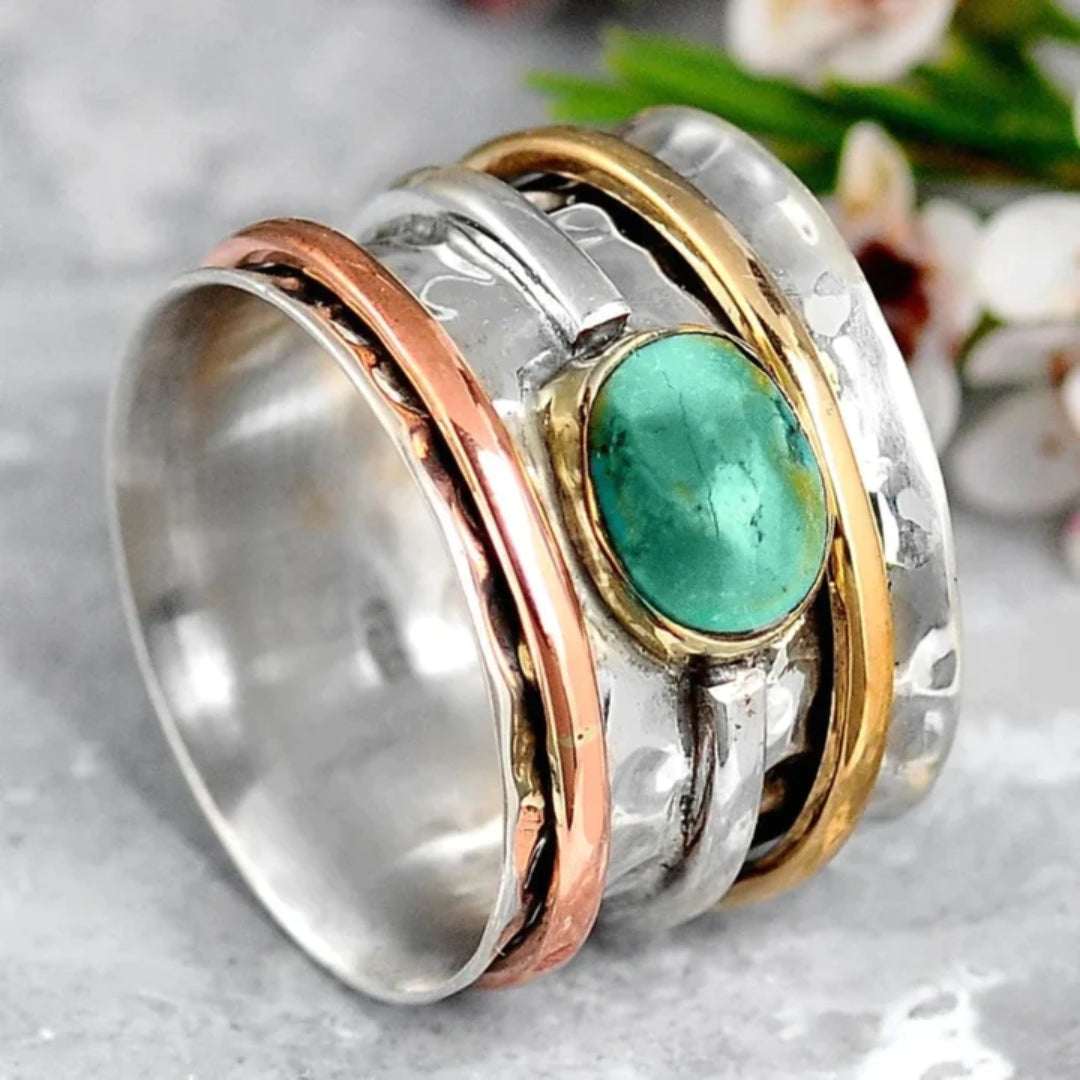 Srebro Złoto and Rose Złoto Bezel Accent Pierścionek