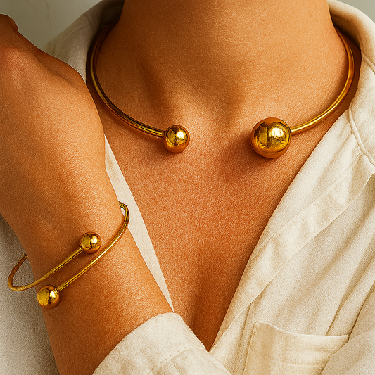 Minimalist Glow Collar & Cuff Zestaw Bransoletek | Złoto