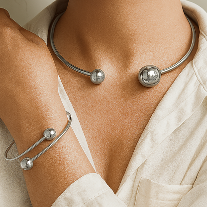 Minimalist Glow Collar & Cuff Zestaw Bransoletek | Złoto