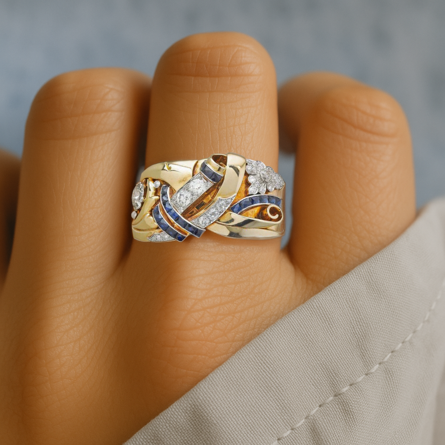 Złoto Vintage Zirconia Pierścionek