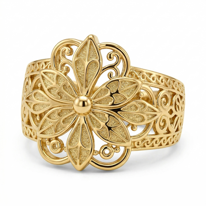 Vintage Inspired Flower Pierścionek | Złoto