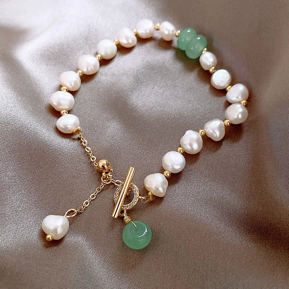 Freshwater Perła & Jade Bransoletka